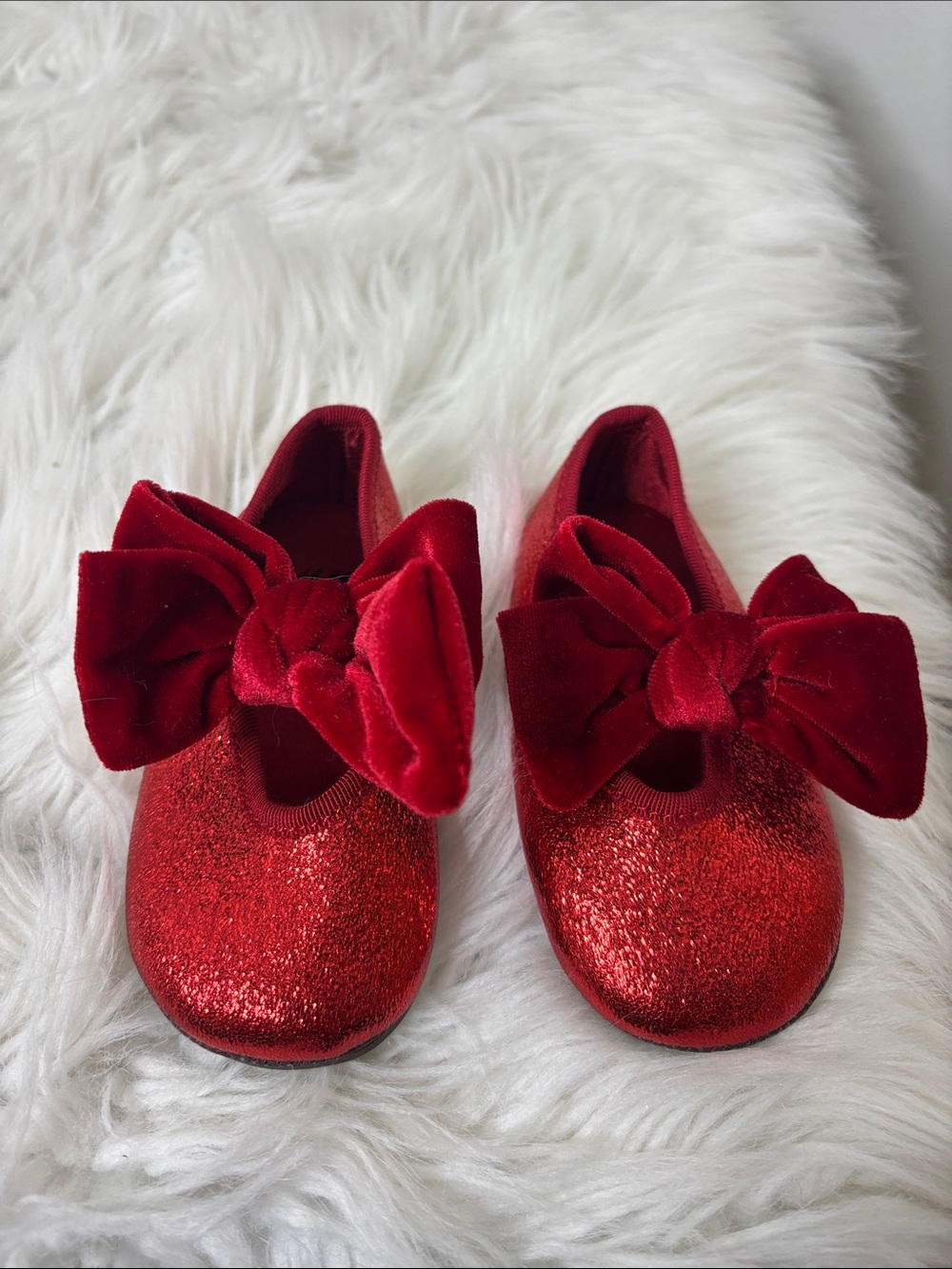 H&M Red Glitter Bow Ballet Flats for Kids